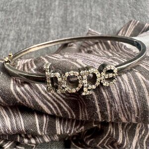 Hope bracelet black rhodium 925 with White Gold pave diamond